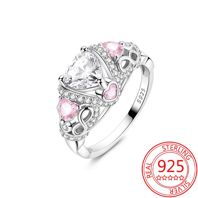 New copper Infinity Love Pink Heart Sparkling Cubic Zircon Rings Evil Eye Signet Ring for Women Protection Lucky Jewellery Gift
