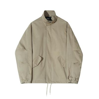 Retro Lazy Style Jacket Men's Spring Loose Stand-up Collar Jacket Korean Style Trendy Silhouette Jacket