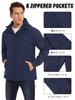 KEFITEVD Winter Mountain Softshell Cold Weather Hooded Jumper with Size 2XL Men's Jacket, Parka, Hiking, Trekking, Pockets, Navy,