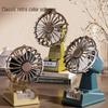 Retro USB Rechargeable Desk Fan for Dorms - Classic Cartoon Style