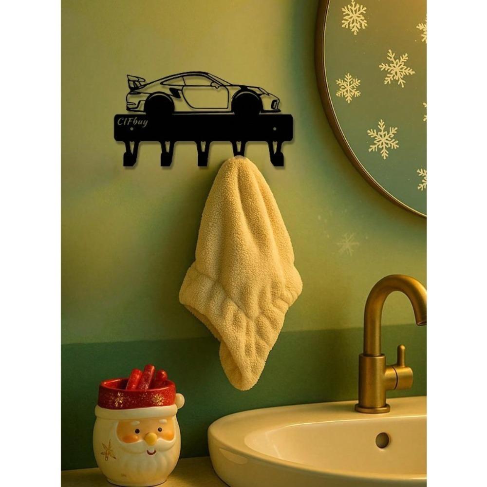 1PC Industrial Black Metal Wall Hook Organizer for Hats Bags Towels Rustic Modern Home Decor