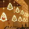 Christmas Light String Santa Claus Cartoon Shaped Curtain Lights LED Colored Lights Room Display Windows Atmosphere Decoration
