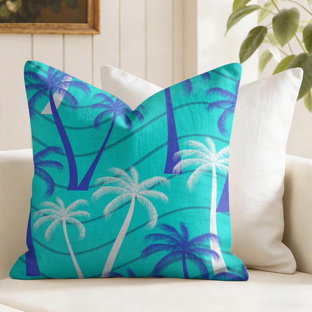 Plam Trees Flowers Cushion Cover Summer Linen Pillow Case Organic Fabric Cushion Cover DoubleSided Print Sofa Home Decor