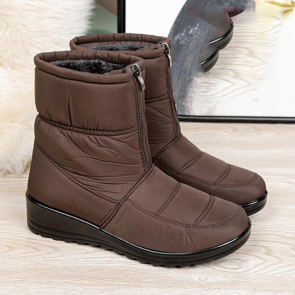 Winter Warm Snow Boots for Women Plush Ankle Boots Waterproof Front Zipper Non Slip Cotton Padded Shoes