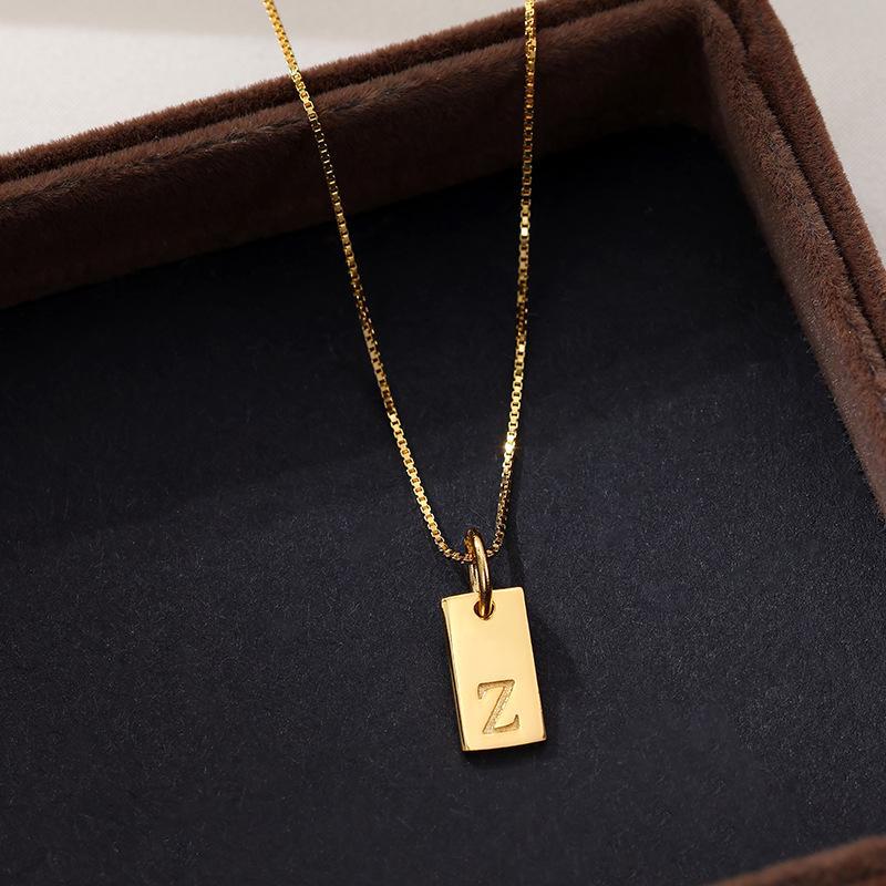 Banyan Tree Sterling Silver Square Letter Pendant Necklace