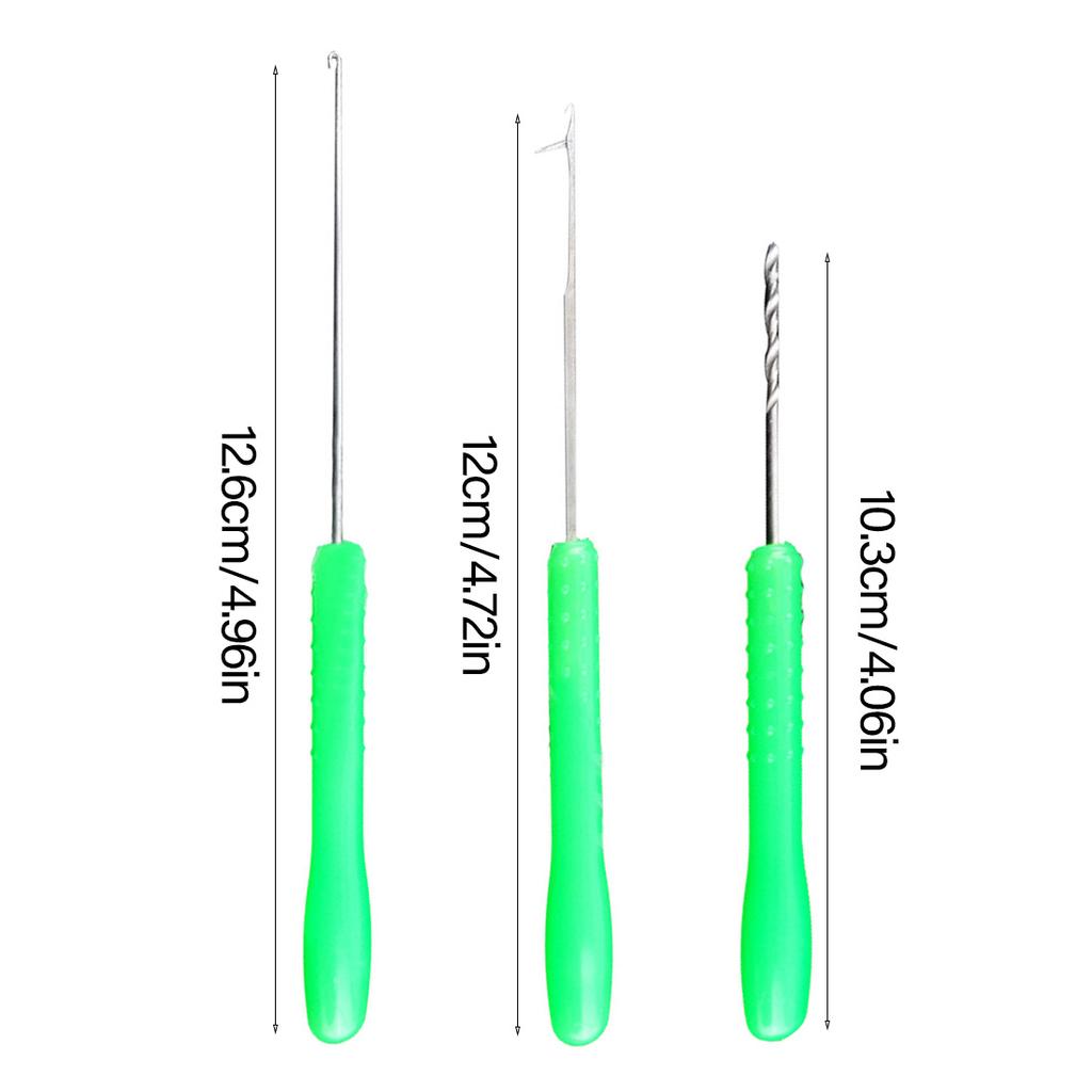 3 st bete boilie borr strängare krok nål bärbar karpfiske splitsningsnål bete borr nål betningsrigg nålar