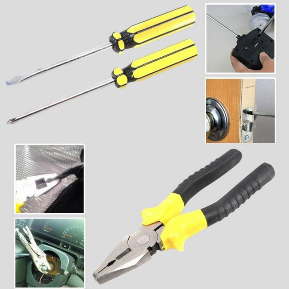 9Pcs/Set Utility Knife Measuring Tape Wire Cutter Screwdriver Car Home Repair Tool Box