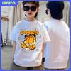 Boys' T-shirt paired with cool Garfield print fashionable summer round neck top
