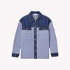 Autumn and winter new knitted cardigan women's retro contrasting denim splicing lapel sweater jacket women