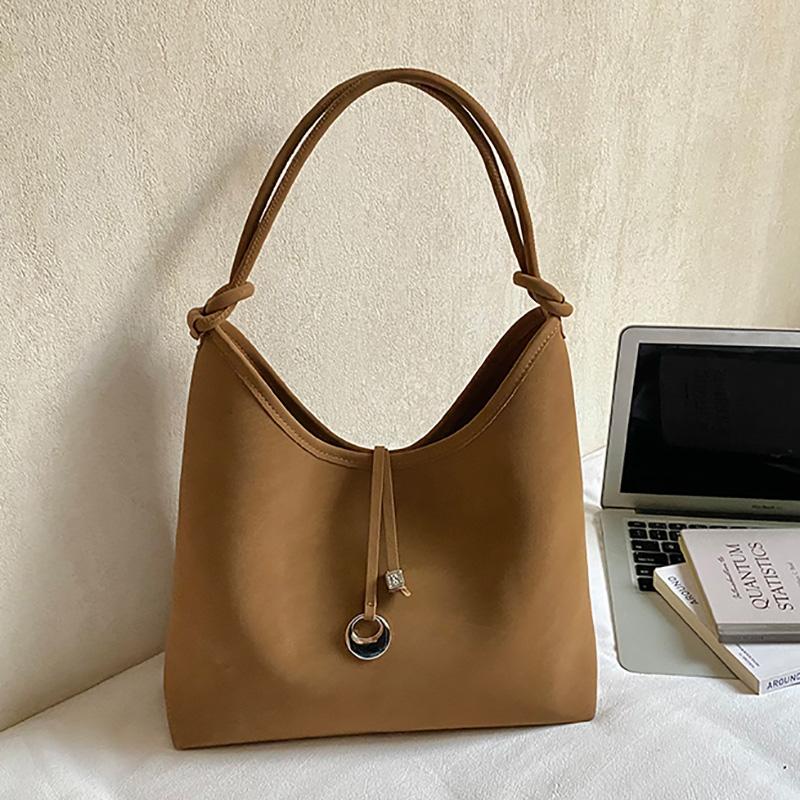 Retro Suede Buet Tote Bag Women's Large Capaci Single Oulder Bag Versatile Winter Commuter Bag Soft Leather Underarm Bag Fashion