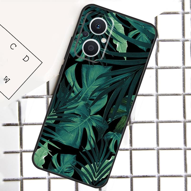 Tropical Leaf Pattern Phone Case For OPPO Reno 8T 7 8 Lite 14F 14 13 12 11 F 10 Pro OPPO Find X8 X6 X5 Pro Cover