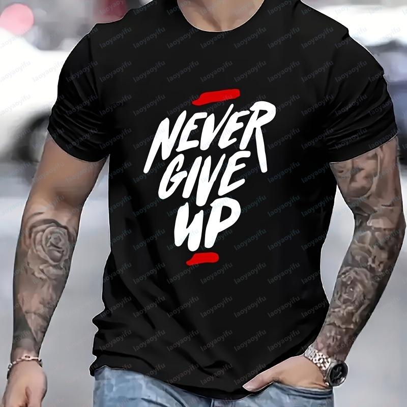 Never Say Never Motivational Lette Retro Graphic Oneck Printed Tops Casual Style Movie Cotton Tshirts Men Clothing Ropa Hombr... S