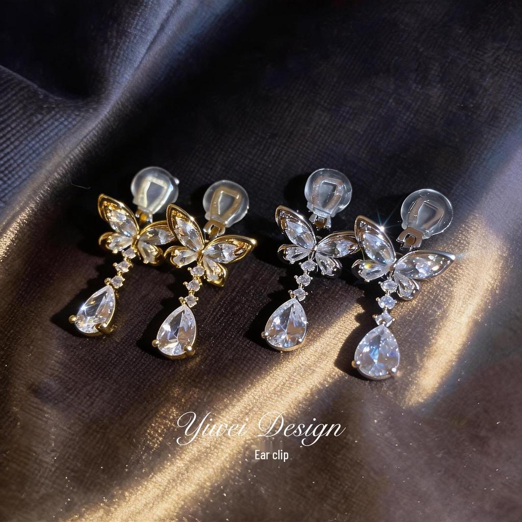 Zircon Bow Water Drop Pendant Earrings - Elegant, Personalized Design with a Luxurious Feel.