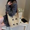 Yogodlns Summer Beach Large Capacity Tote Bag Women Shoulder Bag Handmade Woven Top-Handle Bags Raffia Boho Women Bag