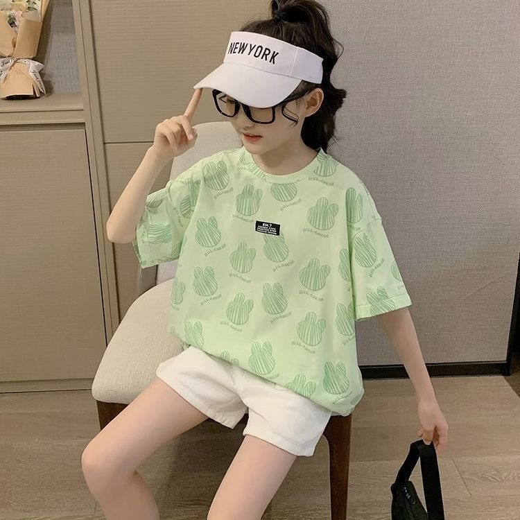 Girls Ice Silk Short Sleeve T Shirt Summer Lightweight Stylish Top for Big Kids