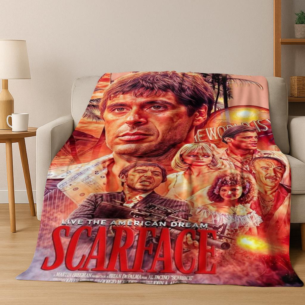 Classic Scarface Tony Montana Movie Art Flannel Blanket,Cozy Soft Throw Blanket for Home Bedroom Bed Sofa Picnic Cover Gift