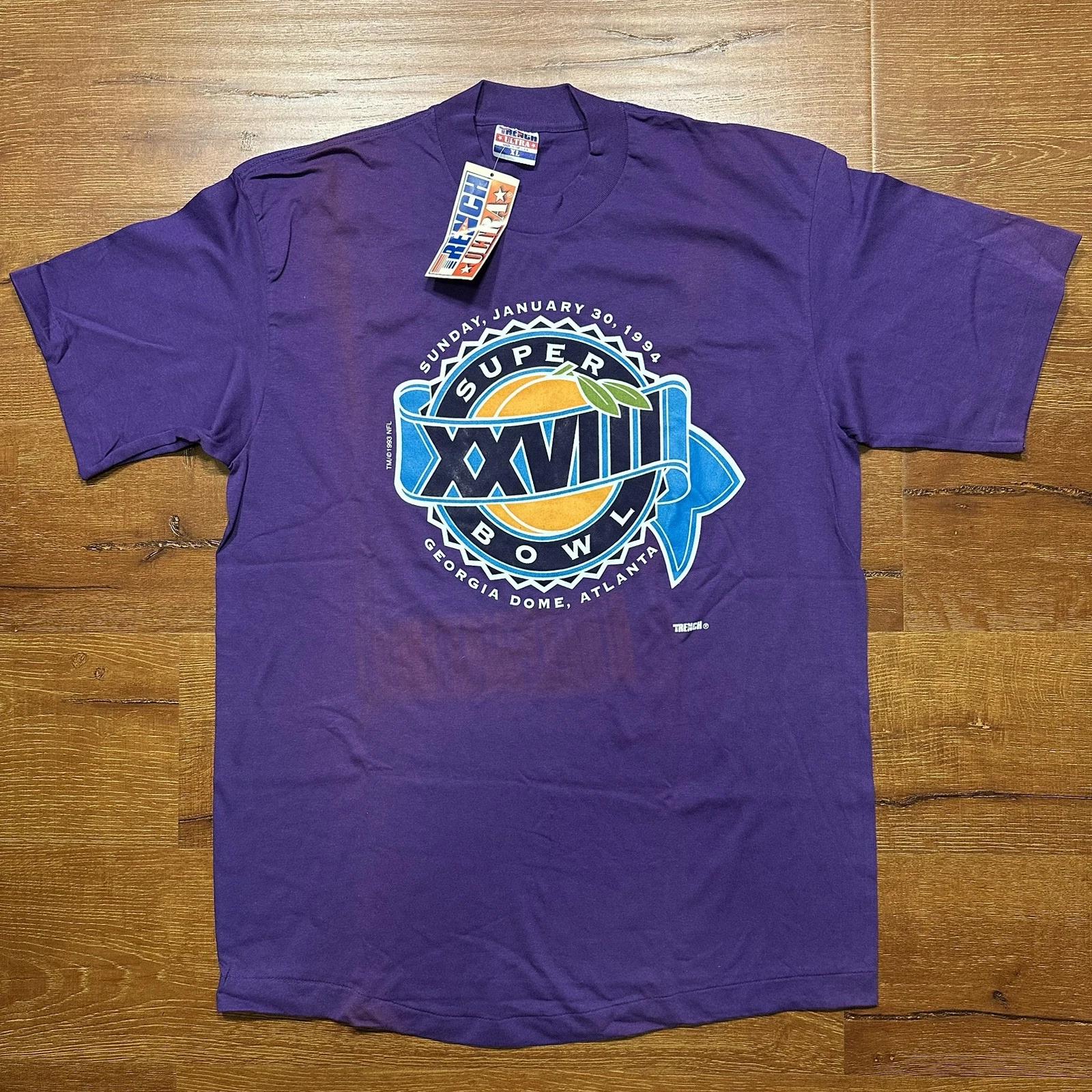 

Vintage Super Bowl Shirt Mens XL Purple XXVIII 1994 NFL Football USA VTG Retro S