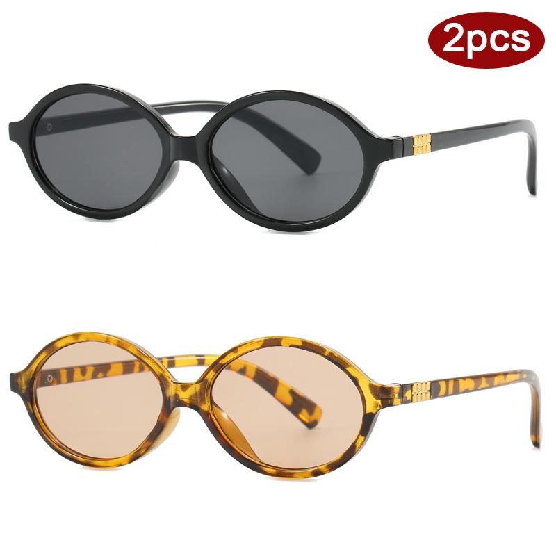 

2 шт. Модные маленькие овальные женские солнцезащитные очки, цветная оправа, панк-стиль, солнцезащитные очки, женские уличные очки, очки UV400