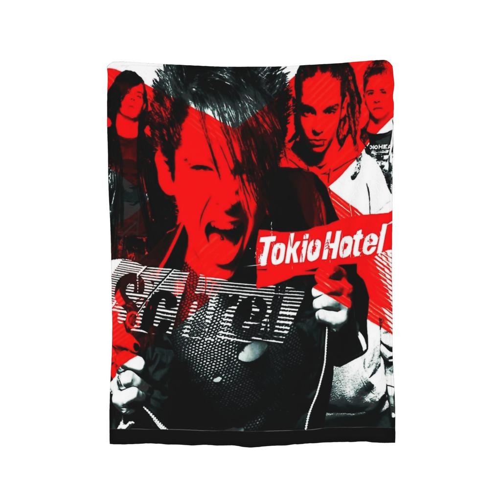 Coperta di Flanella Zimmer 483 Tokio Hotel Banda Rock Tour Moda Plaid per Letto Divano Divano 150*125cm Peluche Trapunta Sottile,