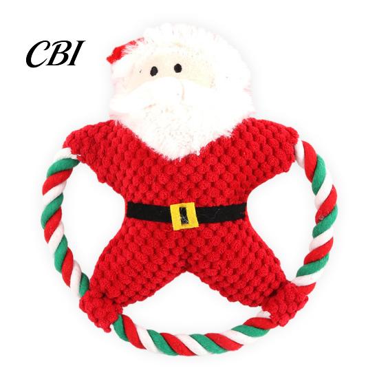 Plush Dog Toy with Sound Christmas Toy, Squeaky Chew Cotton Rope, Bite Resistant Pet Toys for Aggressive Chewers Holiday Small Medium Dogs,