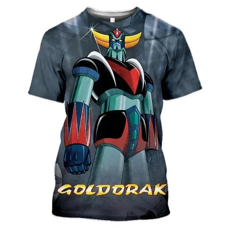 3D Animated Printed T-shirt for Men's Oversized Design Shirt, Grandizer, Robot, Harajuku Style, Goldorak Y2K Streetwear