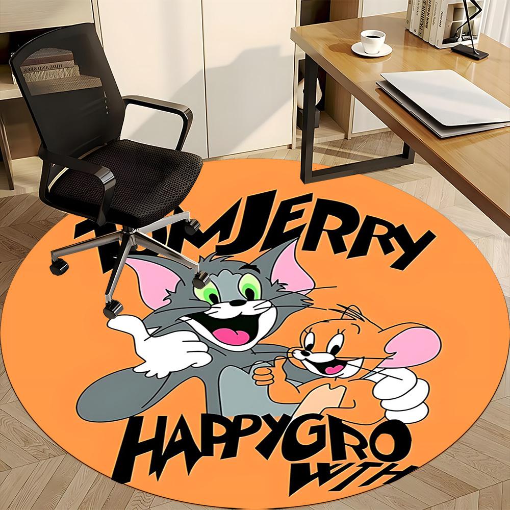1pc Tom Jerry Office Round Area Rug, Bedroom Living Room Home Decor, Room Deco, Offic a1016088