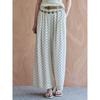 MAXZA Dot Linen Blend Wide Banding Pants  Belt Set 