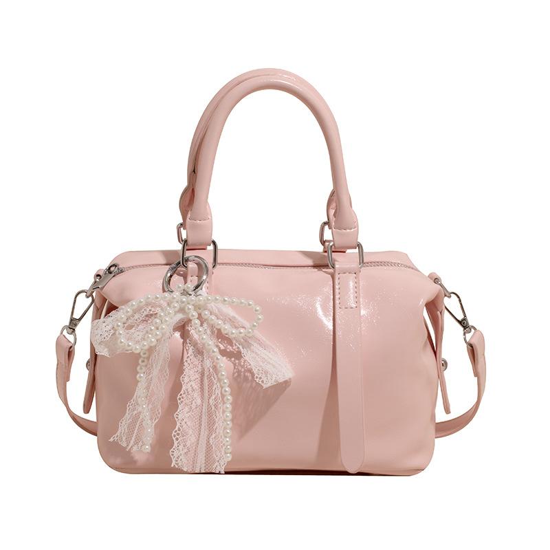 Korean Trend Gentle Cream Style Simple Portable Soft Leather Pillow Bag Women's Fashion Versatile Casual Commuter Messenger Bag