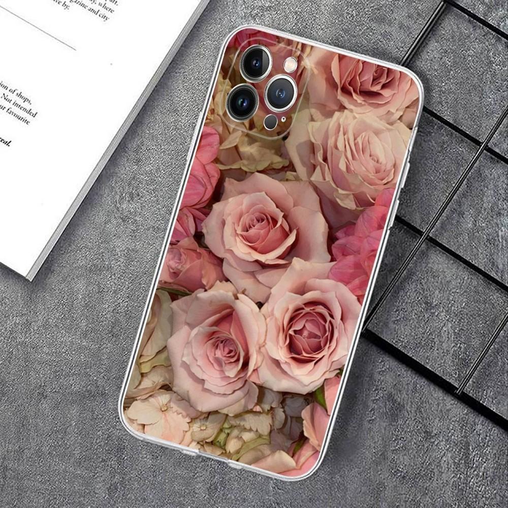 Elegant Pink Purple Peony Phone Case For IPhone 15 14 11 12 13 Mini Pro XS Max Cover 6 7 8 Plus X XR SE 2020 Funda Shell