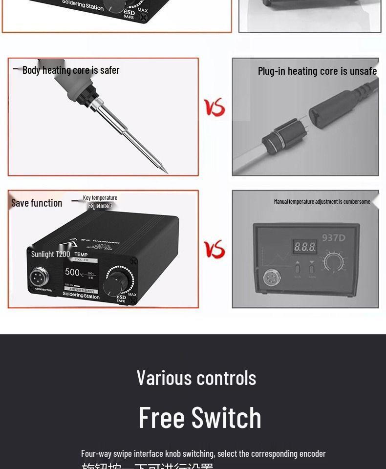 T12 Digital Soldering Station: High Power, Adjustable Temperature Iron for Mobile Repair & DIY Projects