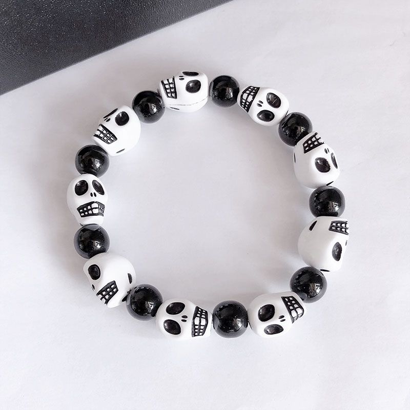 Dark Hip Hop Skull Beaded Bracelet Punk Gothic Retro Couple Bracelet Trend Personality Jewelry