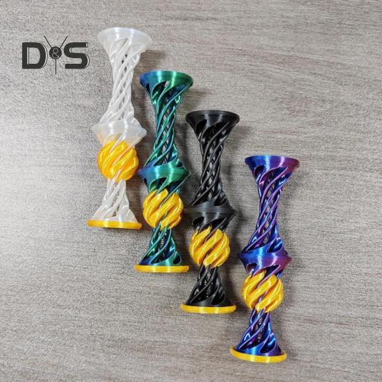 3D Printed Spiral Toy with Launching Ball Impossible Pyramid Passthrough Sculpture Vortex Thread Illusion Stress Relief Kids Adults Mini Spiral