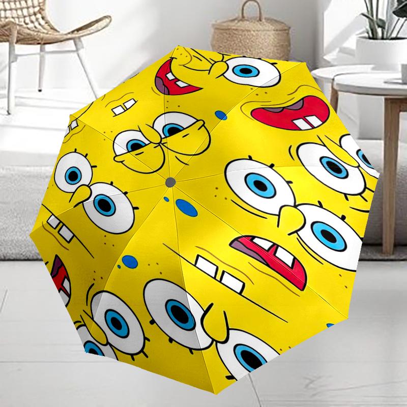 SpongeBob SquarePants Theme Automatic Umbrella, Lightweight & Portable, 8 Rib, Perfect for Outdoor Travel, Birthdays, Christmas, Gifts.