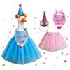 Geburtstagsparty Outfit Set Enthält Tüllrock Elastischer Bund Partyhut mit Bommeln und Bedrucktes Bandana Lätzchen für 23 Zoll Gänse-Dekoration