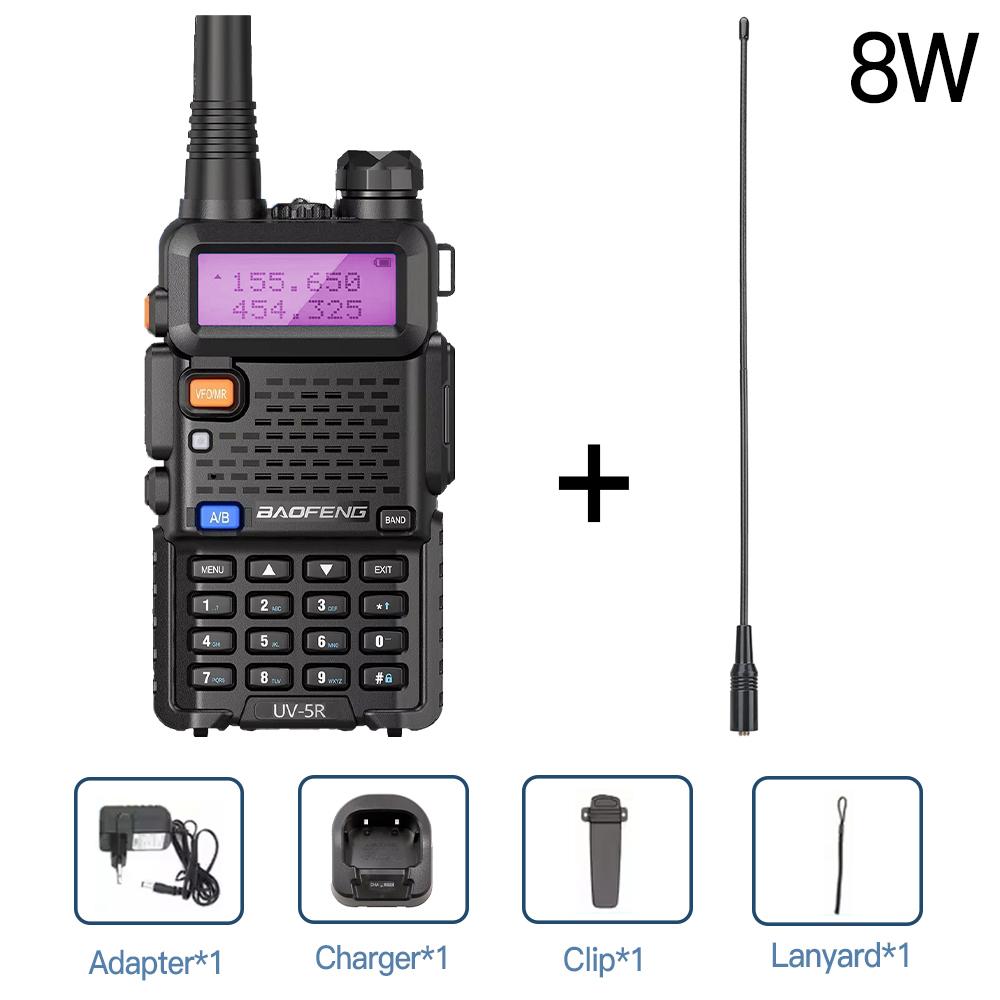 Baofeng UV-5R 8W Tri-Power Walkie Talkie High Power Dual Band Long Range 128CH Portable Handheld UV 5R Amateur FM Two Way Radio