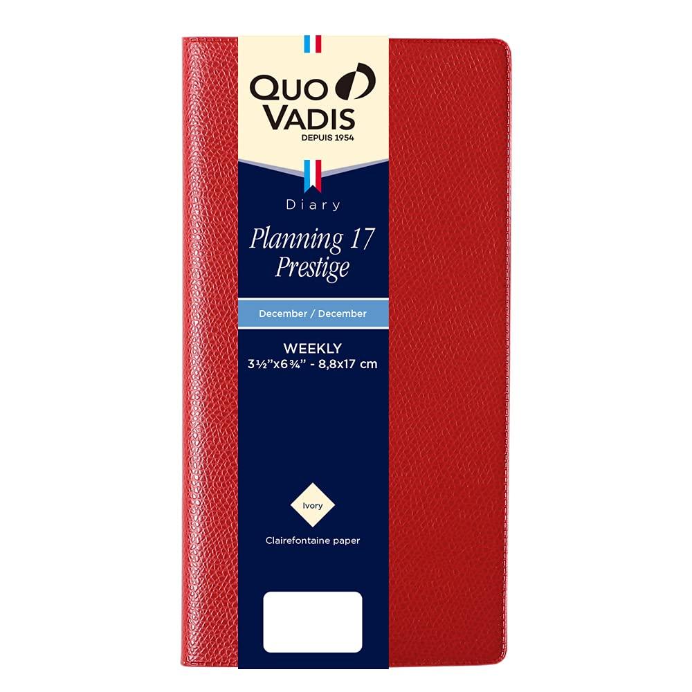 

QUOVADIS 2026 Planning 17 Prestige/Unpara Weekly Vertical Diary December 2025 Start Slim Size 17x8.8cm Red qv55701rd красный
