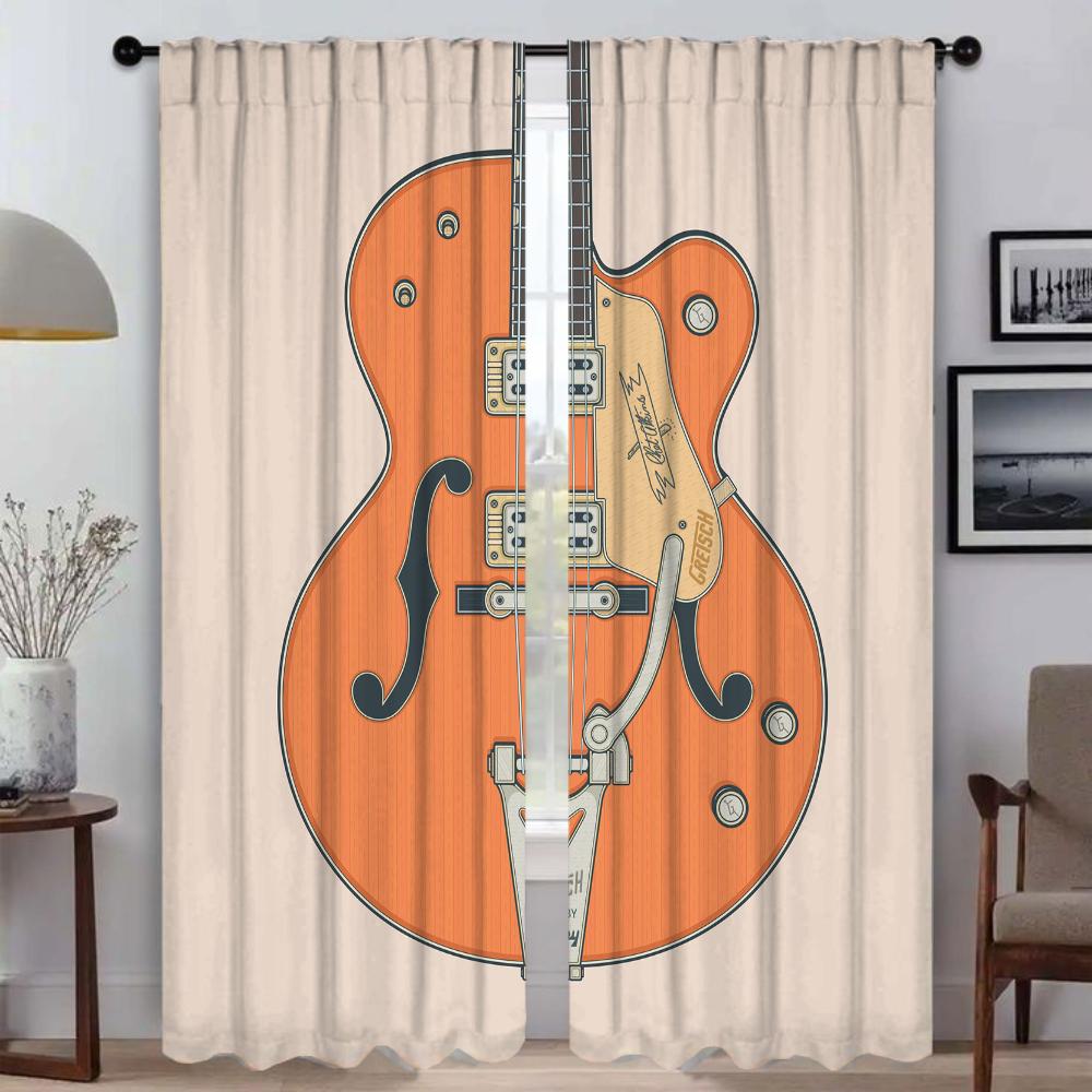 

Partition Guitar Pattern Blackout Curtains for Camera Tulle for Bedroom Curtains Child Room Shades Window Curtain Living Kitchen W50xH70cmx2pcs-CL