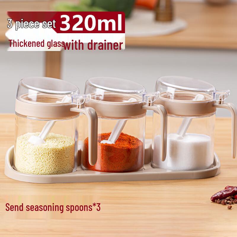 Glass Condiment Jar Set with Tray