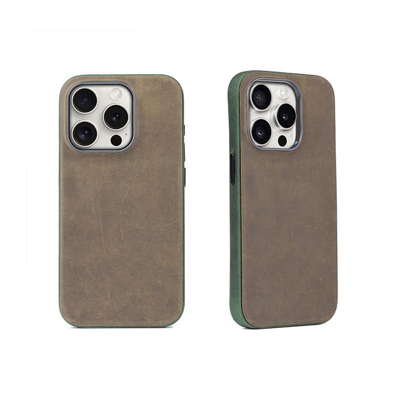 IPhone 15 Plus Case Pro Max Full Cover Magsafe Compatible Leather Back Shockproof