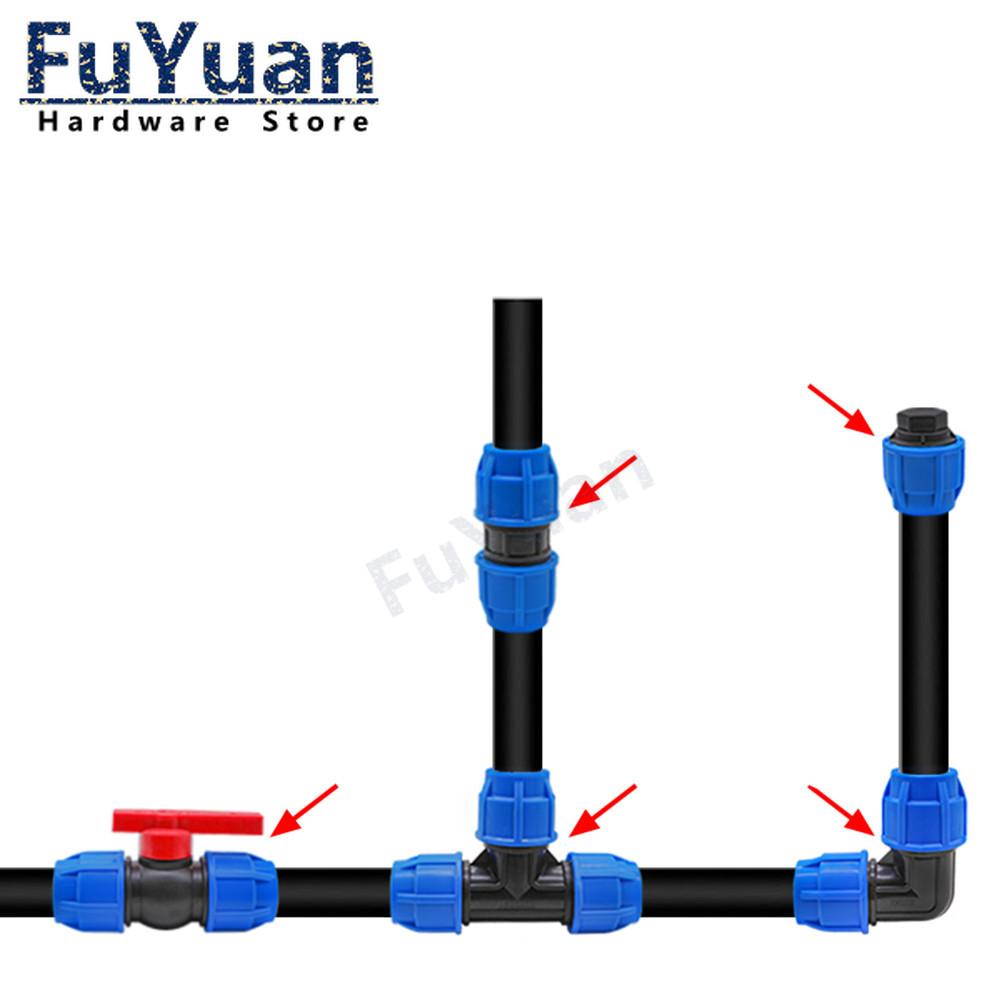 1pcs PE Connector Pipe Fittings 20MM 25MM 32MM Water Tube Direct 1/2" 3/4" 1" Thread Quick Connect Live Joint