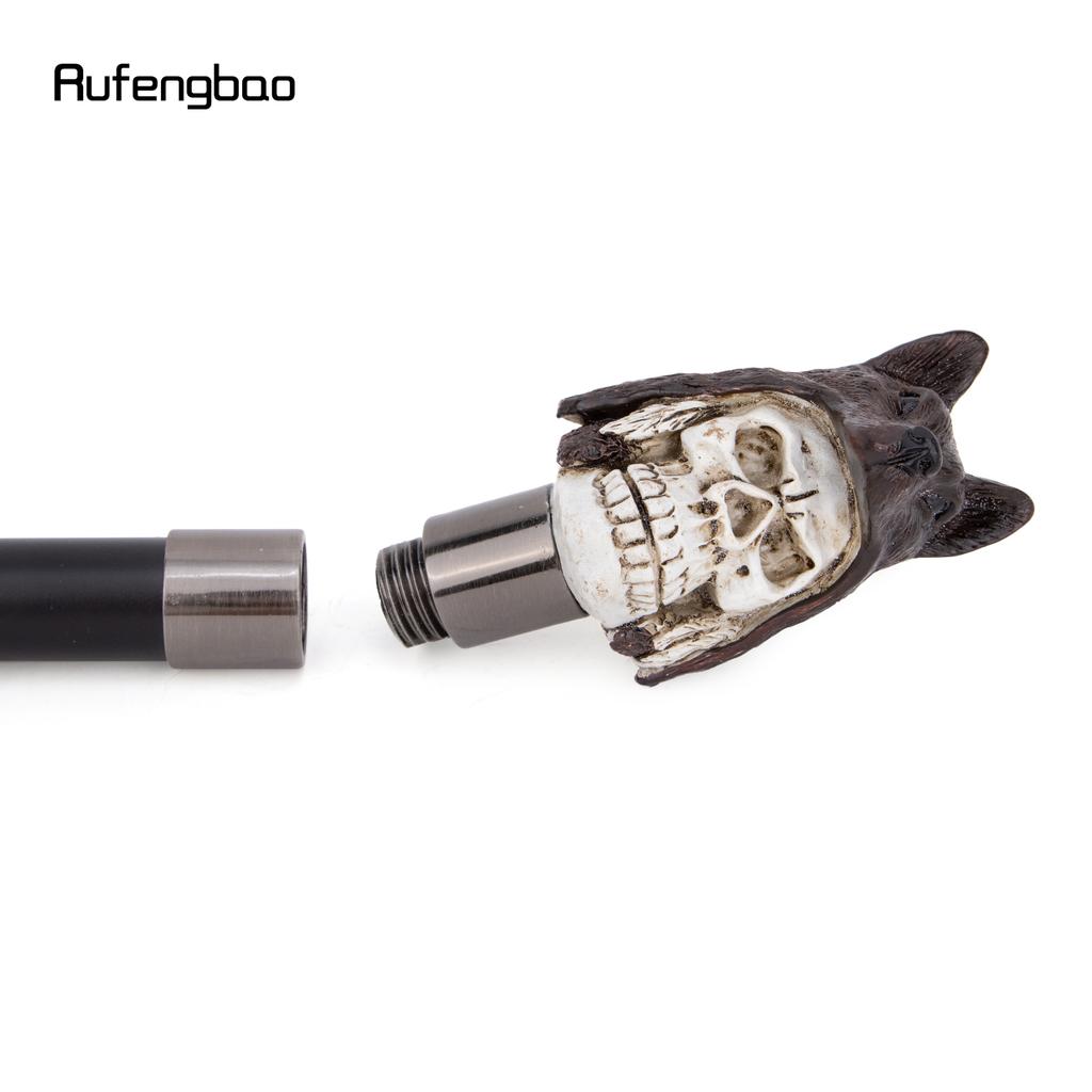 White Resin Wolf Hat Skull Head Walking Cane Fashion Decorative Steel Stick Gentleman Elegant Cosplay Cane Knob Crosier 93cm