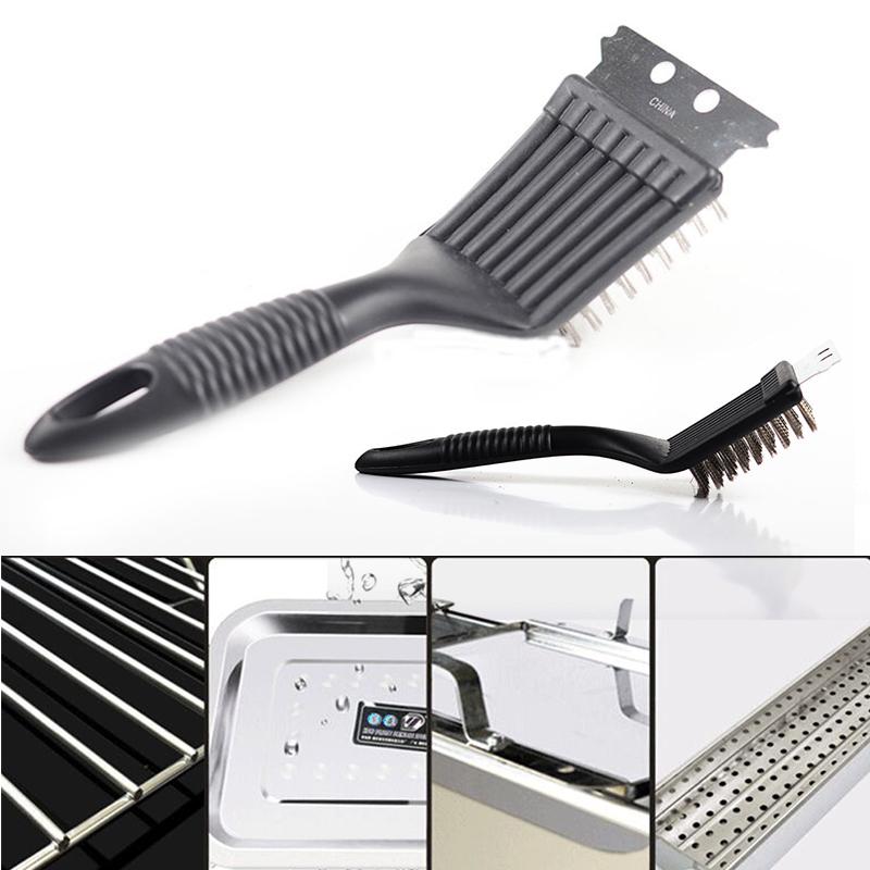 Multifunctional Barbecue Grill Brush Steel Wire Bristles BBQ Stainless Steel Cleaning Brushes Durable Cooking Tool