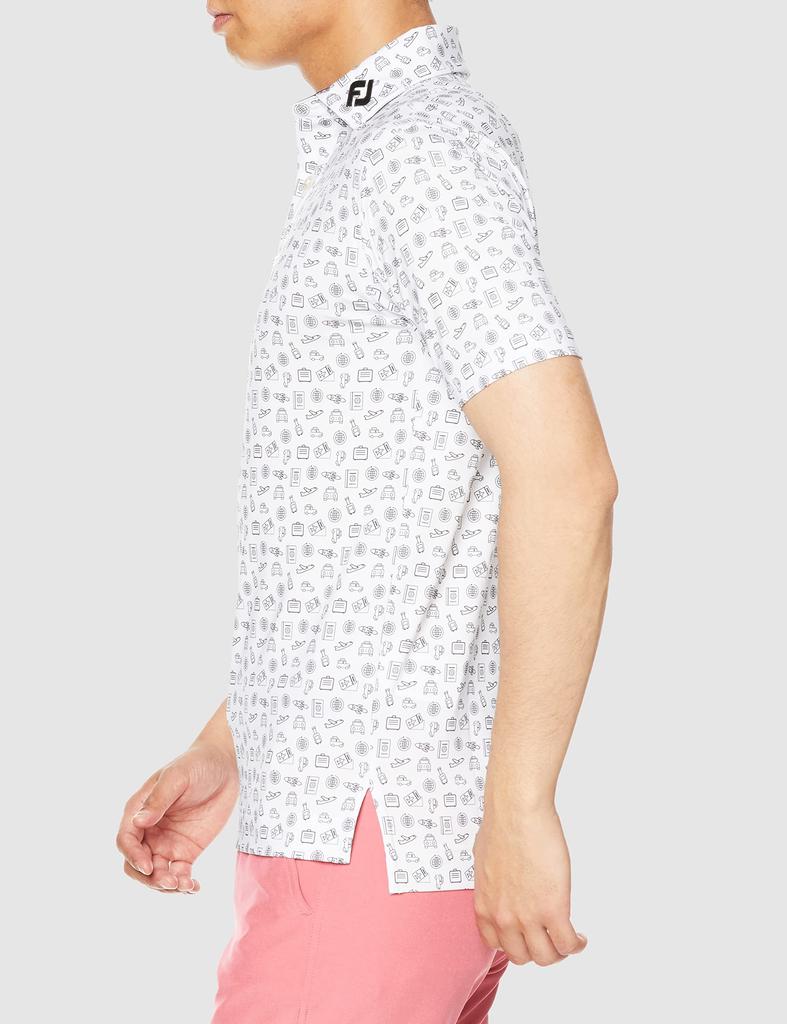 FootJoy Modern Classic Travel Print Short Sleeve Shirt, White, Men's XXL, 80434-XXL