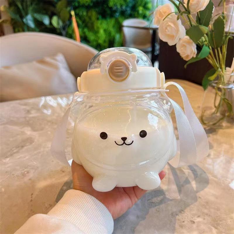 Plastic Water Cup Large Capacity Big Belly Cup Cup Ins High Value Water Cup with Straw Portable Cup