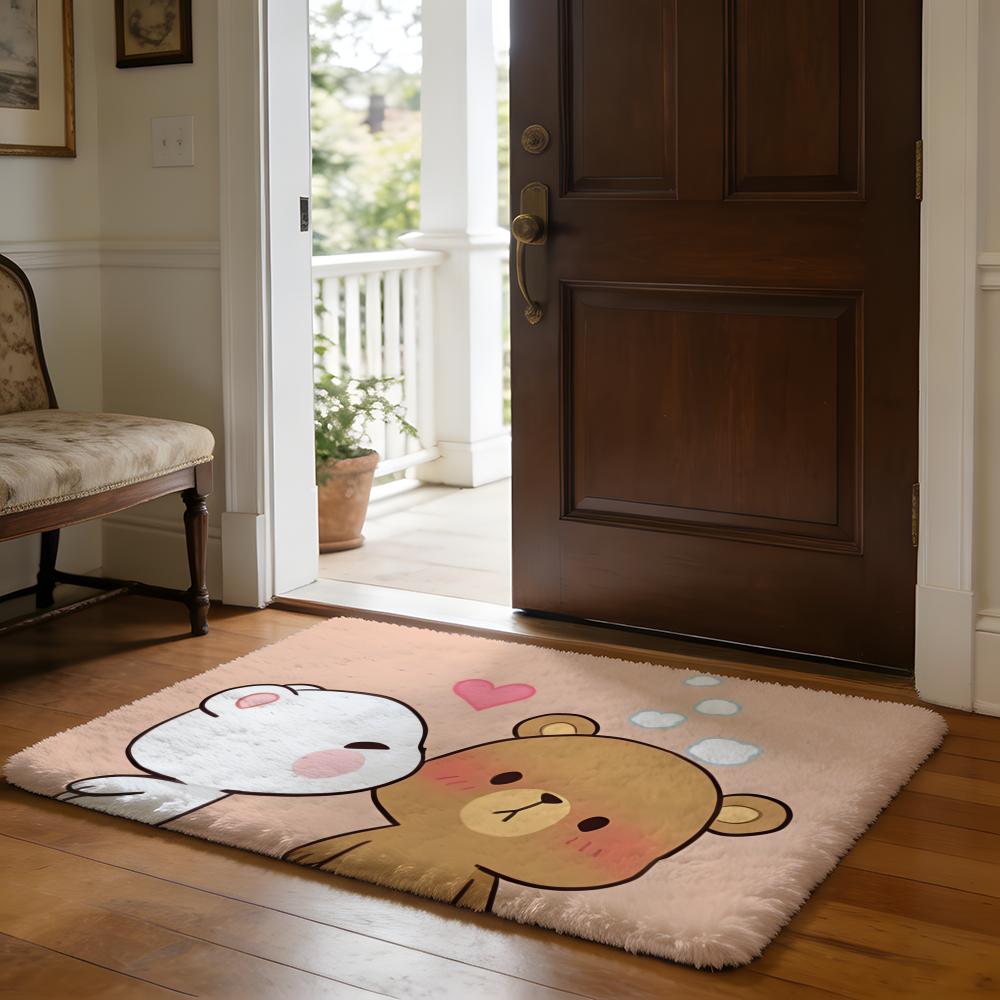Cute MMilk And MMochaS Floor Mat Soft Flannel Absorbent Mat Non-Slip Rug Home Bedroom Bathroom