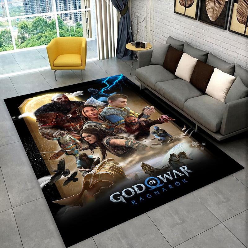 Retro God of War Game Kratos Carpet Rug for Bedroom Living Room Sofa Playroom Doormat Home Decor,Kid Area Rug Non-slip gift 40x60cm