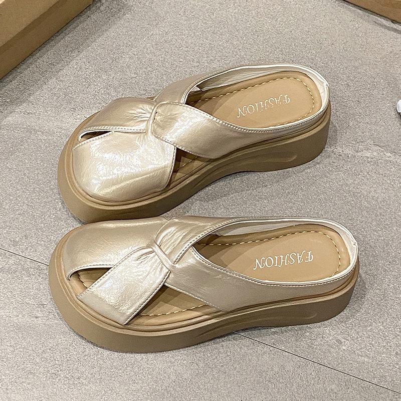 

Баотоу полутапочки женские 2025 лето новые корейская версия круглый носок плоская подошва удобные для улицы мягкая подошва женская обувь 40 шампанского