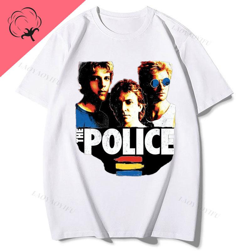 Band Camiseta The Police Ghost in The Machine Tour 1982 Unisex Women TShirt Vintage Streetwear Harajuku Gothic Cotton Cothes