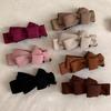 Korean Style Double Suede Black Bow Banana Clip Hair Accessory