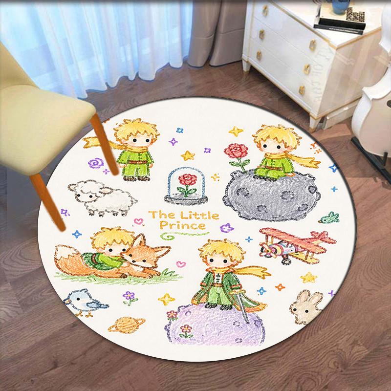 The Little Prince Printed Round Rug Carpet Chair Rug Area Rug Entryway Doormats,for Office Chair Living Room Bedroom Kitchen Room.